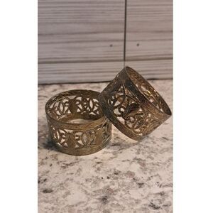 Set of 2 Vintage-Style Metal Napkin Rings – Ornate Cutout Design
